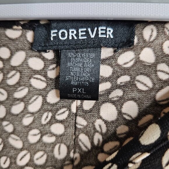 FOREVER 21 Fit & Flare Dress BLACK w TAN COFFEE BEAN Polka Dot size XL P Preppy - Picture 5 of 7